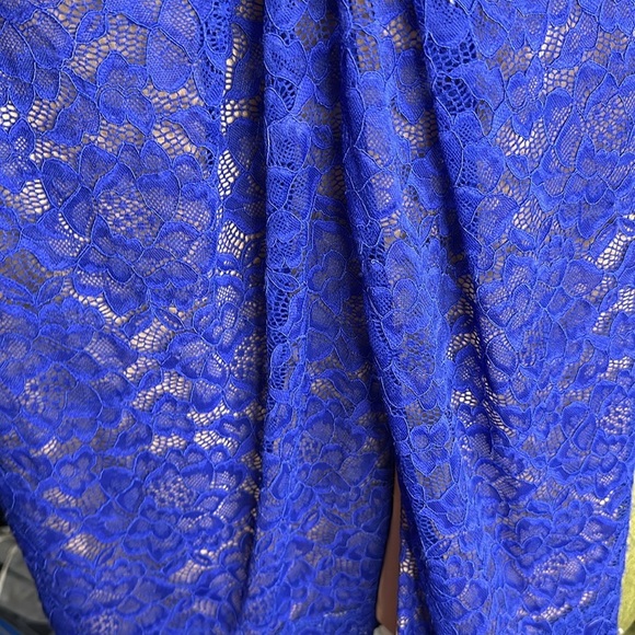 NWT! Dress The Population Blue V-Back  Embroidered Lace Bodycon Midi Dress SZ XL - Picture 9 of 11